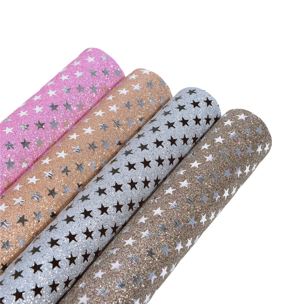 弹力烫金高光五角星格利特金葱布特殊鞋材箱包手袋工艺品面料皮具