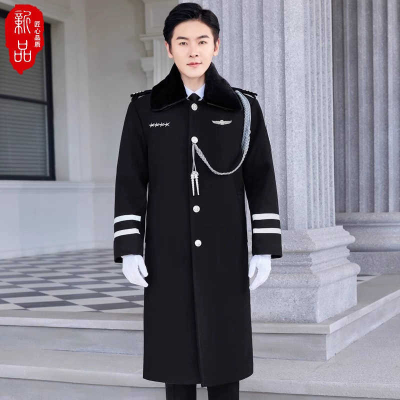 Шерстяное шерстяное пальто для охраны отеля, комбинезоны, мужские и женские зимние, униформа консьержа, длинное утолщенное пальто