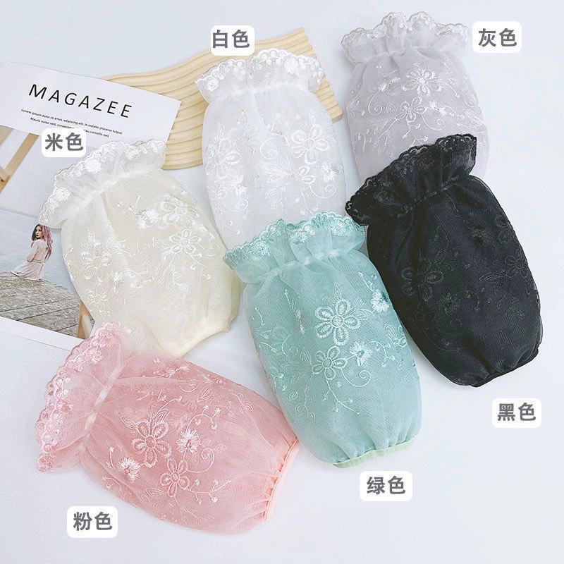 Двухслойная сетчатая пряжа кружевные рукава женские осенние и зимние анти-грязные рукава для взрослых студентов манжеты черно-белые бежевые прозрачные рукава