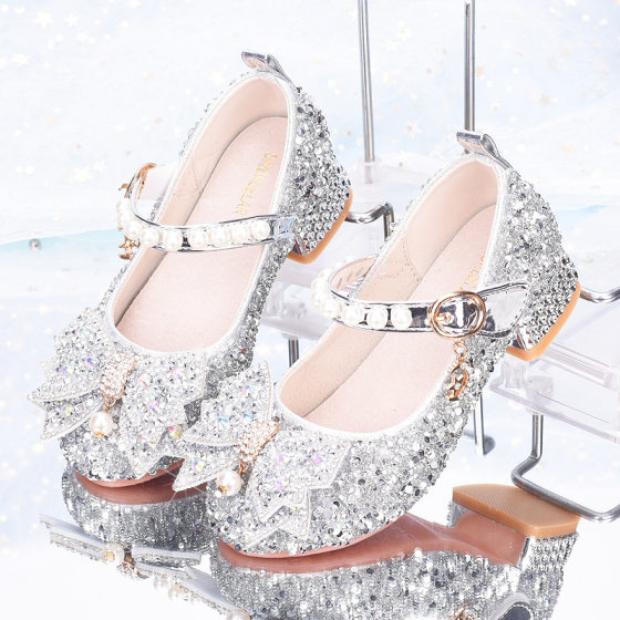 Children's High Heels New Princess Shoes Little Girl Crystal Shoes Student Chorus Performance Shoes Girls Shoes