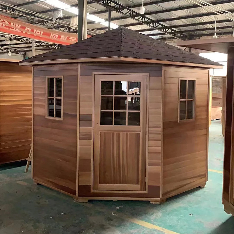Sala de sauna de aguas termales al aire libre Sala de vapor de sudor doble individual Sala de vapor seco para cuatro personas Sala de vapor de patio multijugador Casa de madera