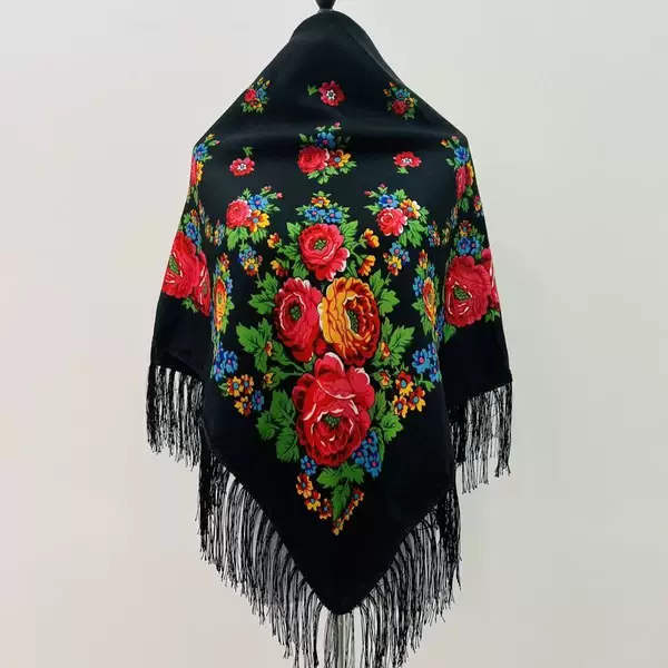 Russian Ethnic Style Large Square Scarf, Versatile Scarf for Women in Spring & Fall, Chaka Salt Lake Travel Photo-Taking Tassel Shawl Dual-Purpose