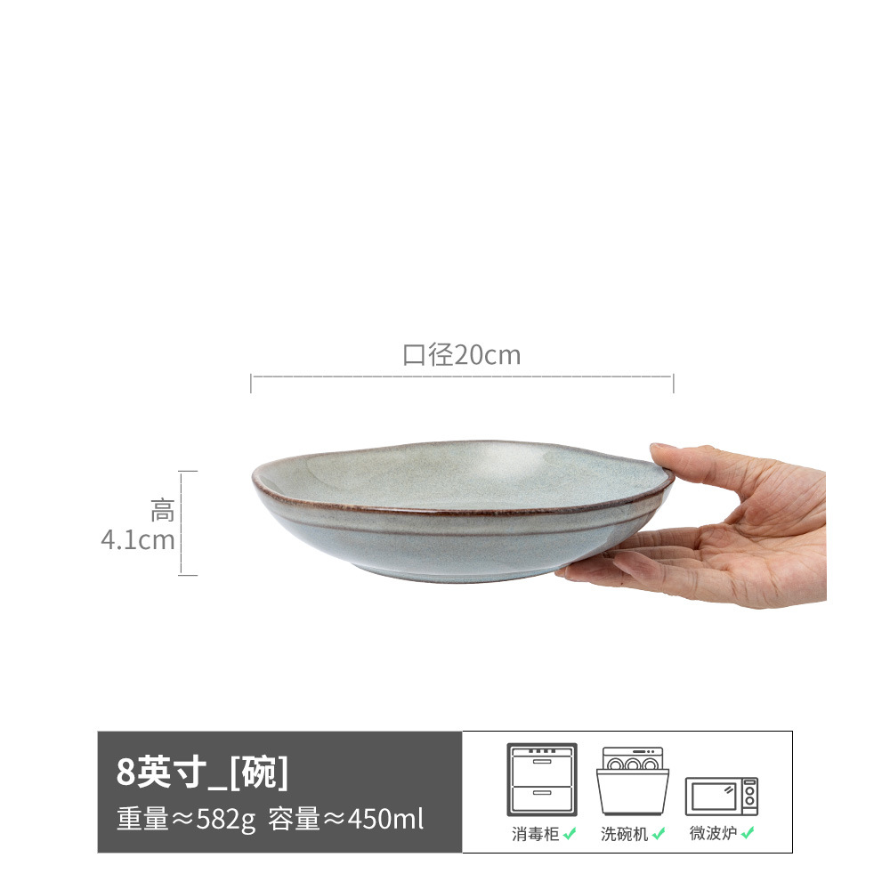 Creatividad japonesa para hacer viejos cuencos de cerámica sólida, cuencos de platos de restaurante, cuencos de ensalada, cuencos de pasta