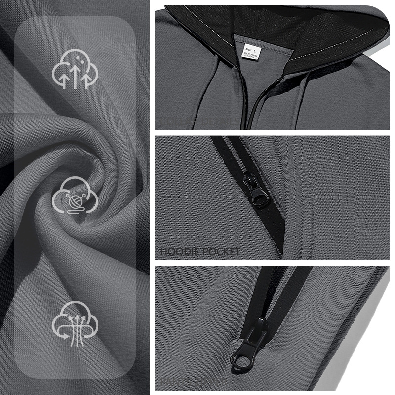 Transfronterizos Amazon otoño y invierno de color sólido para hombres pantalones de manga larga con capuzas de vello caliente y cómodo juego de ocio deportivo para hombres