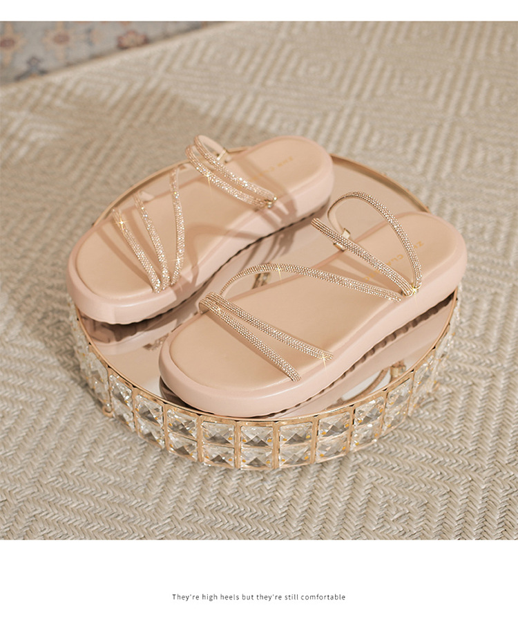 Sandal đính đá nữ đế thấp lấp lánh phong cách Tây, dễ phối đồ — BK110 màu bạc chi tiết 22