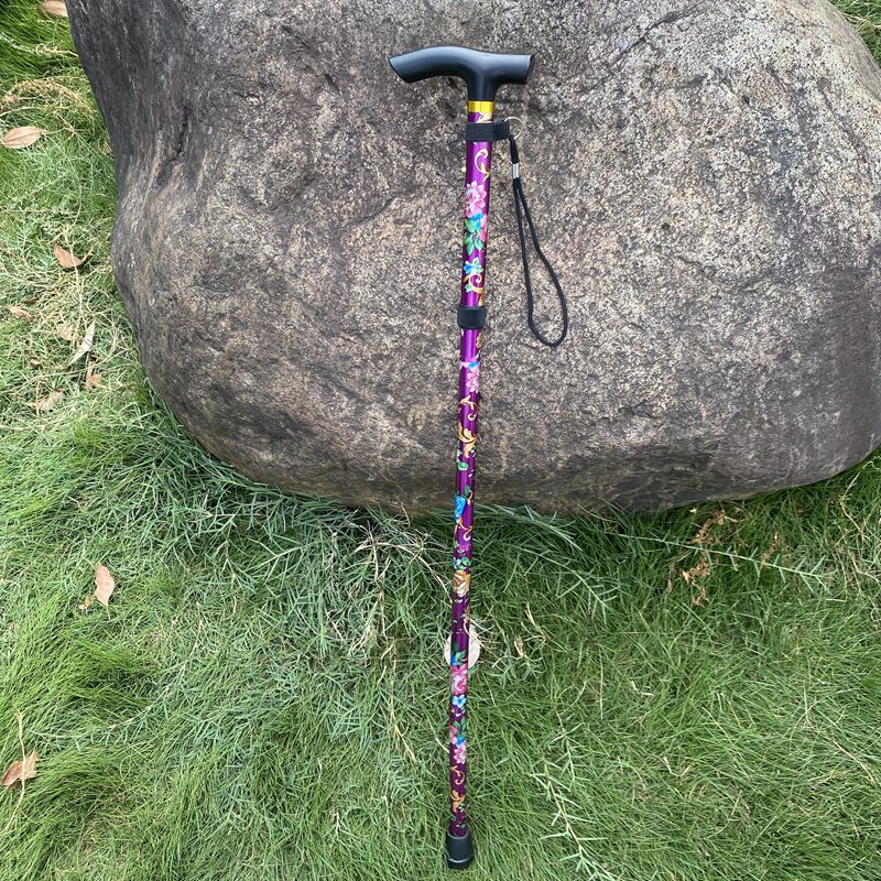 Al aire libre de aleación de aluminio, bastones de montaña plegables telescópicos, bastones de cinco nudos, muletas de senderismo, muletas portátiles para ancianos