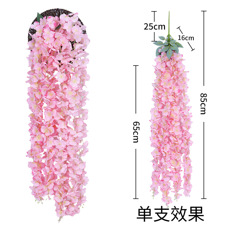 Flor de Wisteria artificial Flor de frijol rama Flor de frijol colgante boda falsa Flor de Wisteria decoración al por mayor Rama de Wisteria artificial