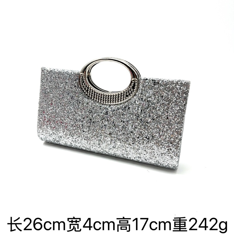 新款爆款圆环亮片手拿包链条包包名媛宴会礼服晚宴包法式精致手包|undefined