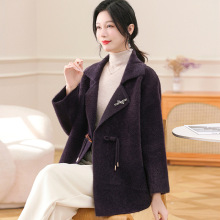 中年妈妈中长款针织大衣2025秋冬装新款洋气冬款阔太太毛呢外套厚