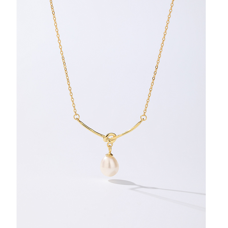 S925 plata esterlina collar de perlas de agua dulce de las mujeres Luz de lujo de alto grado nicho diseño todo-fósforo clavícula cadena colgante collar