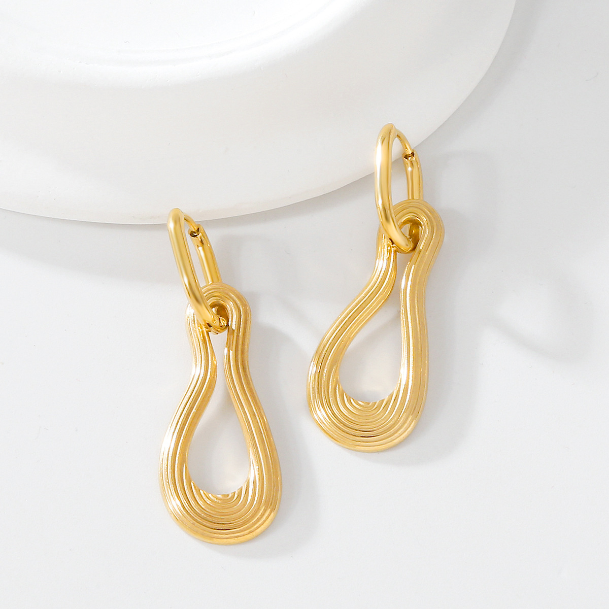 retro small design geometric earrings stainless steel