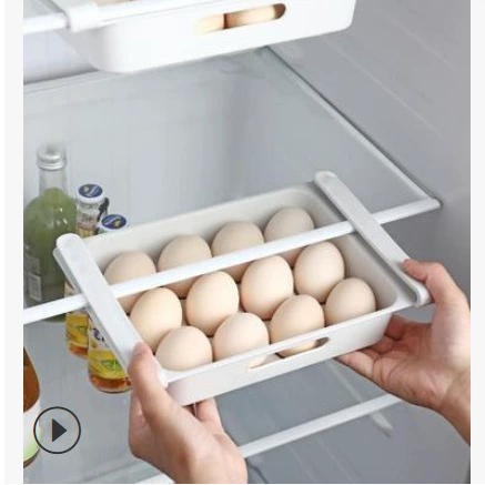 Plastic Storage Box for Fridge — Fruit & Snack Container, White, Slide-Out Organizer