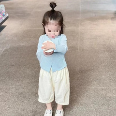 童裝女童針織衫春秋季甜美洋氣開衫長袖T恤小外套上衣秋裝0176A60