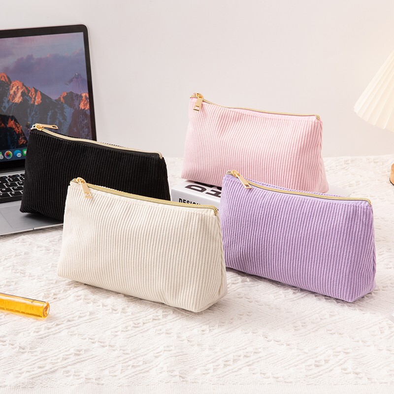 Amazon's Popular Corduroy Large-Capacity Lipstick Storage Bag Waterproof Travel Cosmetic Bag Can Be Customized with Logo
