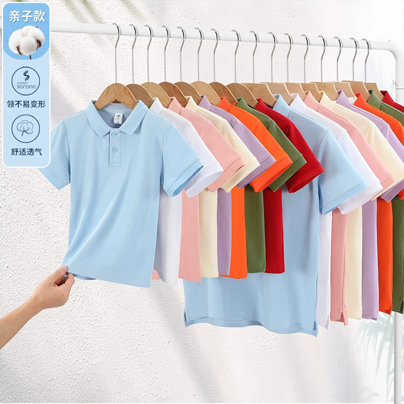 Новая детская рубашка-поло из длинноволокнистого хлопка, высококачественная семейная футболка с короткими рукавами и лацканами, рабочая одежда прямой поставки с напечатанным и вышитым логотипом.