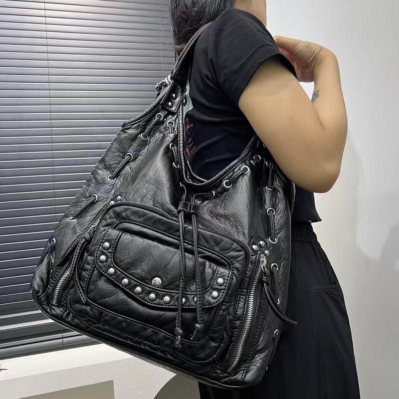 跨境专供女士时尚辣妹Y2K多功能单肩包大容量复古朋克街头双肩包|undefined