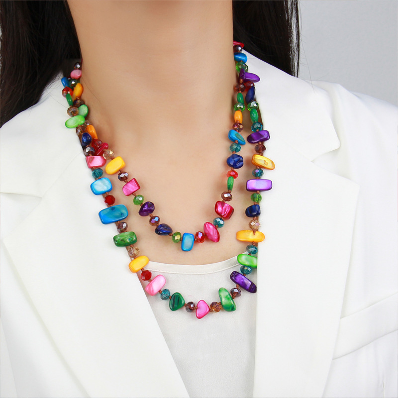 75g Weight Necklace Classification Shell Chain Material Beaded Chain Chain Type 1 Piece Quantity Festival Occasion Shell Material Geometric Pattern Women's Gender Vacation, Simple Style Style Vacation Simple Style Geometric Shell Beaded Chain Beaded Necklaces Wholesale 4