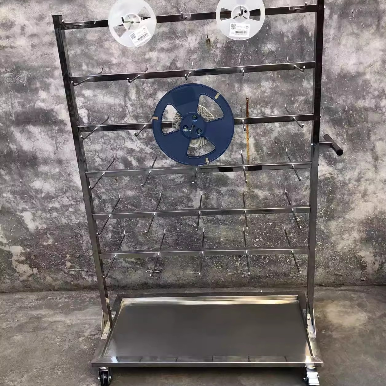 不锈钢料架料盘挂料架防静电SMT料盘车废料盘收集架贴片机周转车