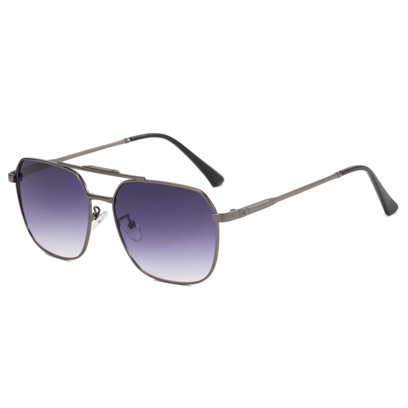 New fashion personality wear with metal double beam sunglasses men trend simple wear with women decorative sunglasses