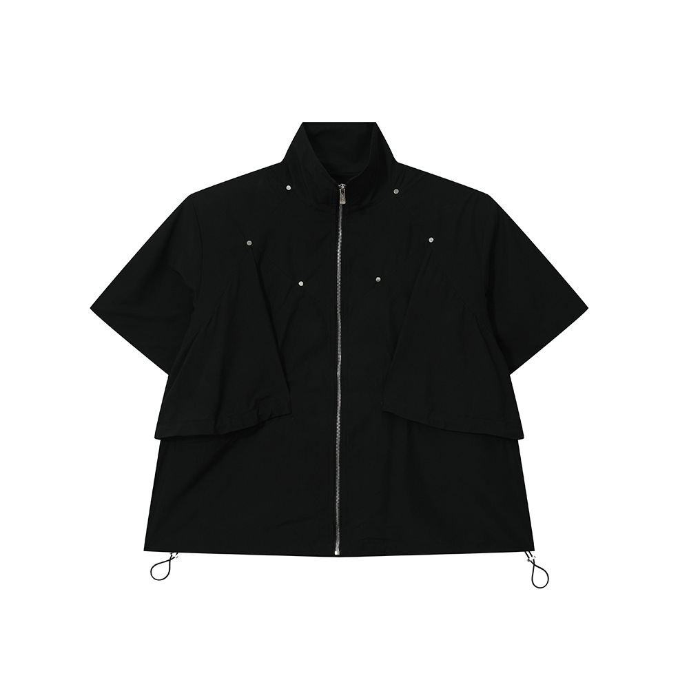 MTLCLOTHES Hombres| 2024 verano nuevos productos de nicho de moda deconstrucción de diseño sensación de hombro de color sólido moda