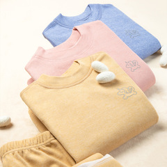 Children's thermal underwear, thickened baby pajamas, breathable bottoming shirts for boys and girls, wool silk autumn clothes and long trousers sets