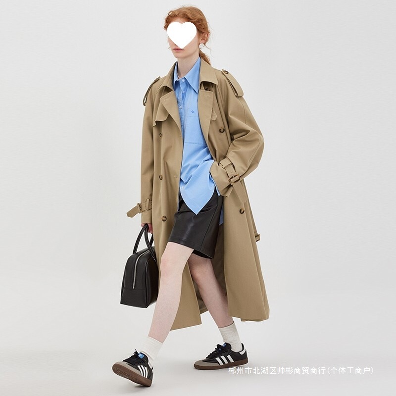 跨境范洛Fano 2025秋季复古经典百搭双排翻领风衣女系带中长外套|undefined
