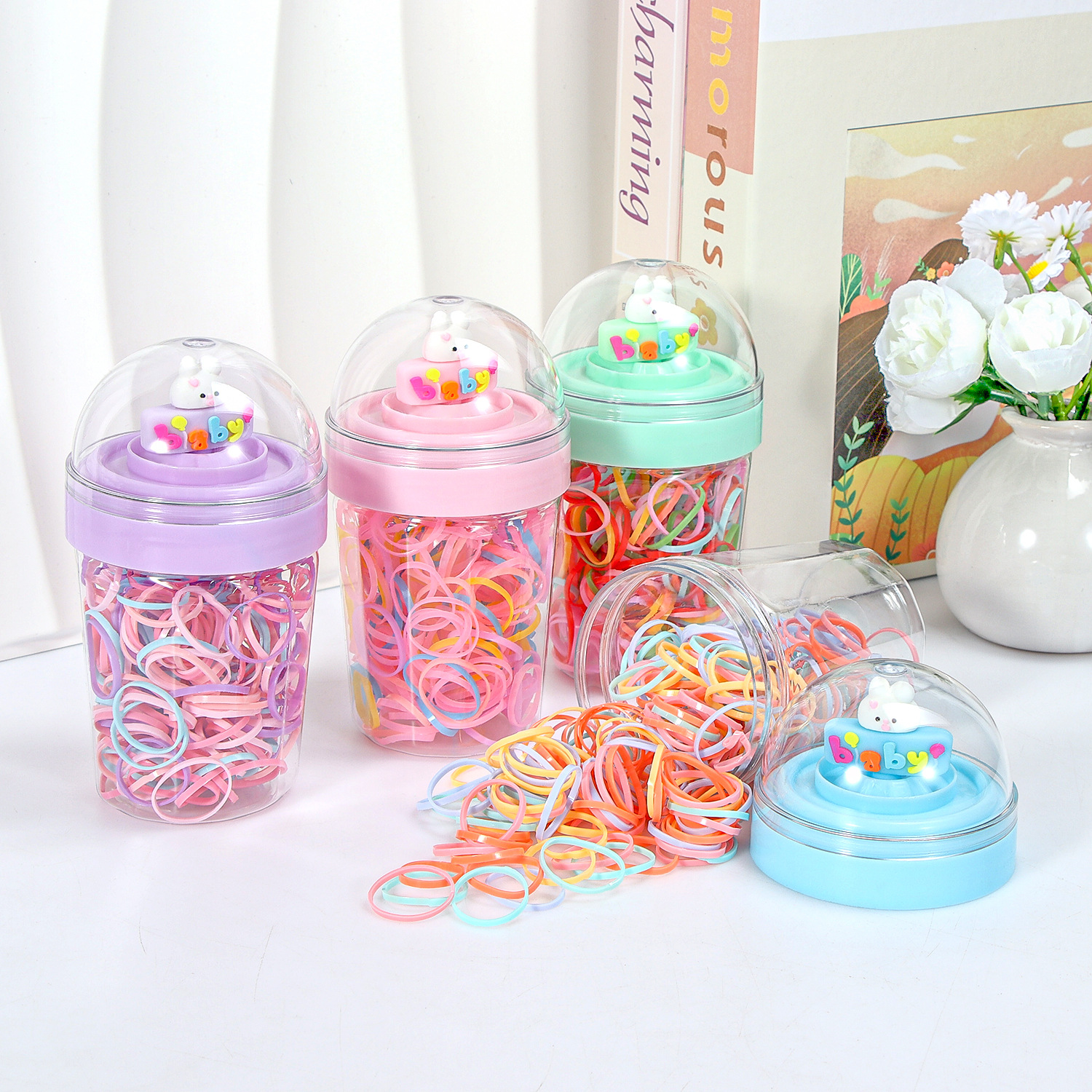 Banda de goma negra para niños, alto valor elástico, duradero, lazo para el cabello, no daña el cabello, anillo para el cabello de goma, accesorios para la cuerda para la cabeza, puesto