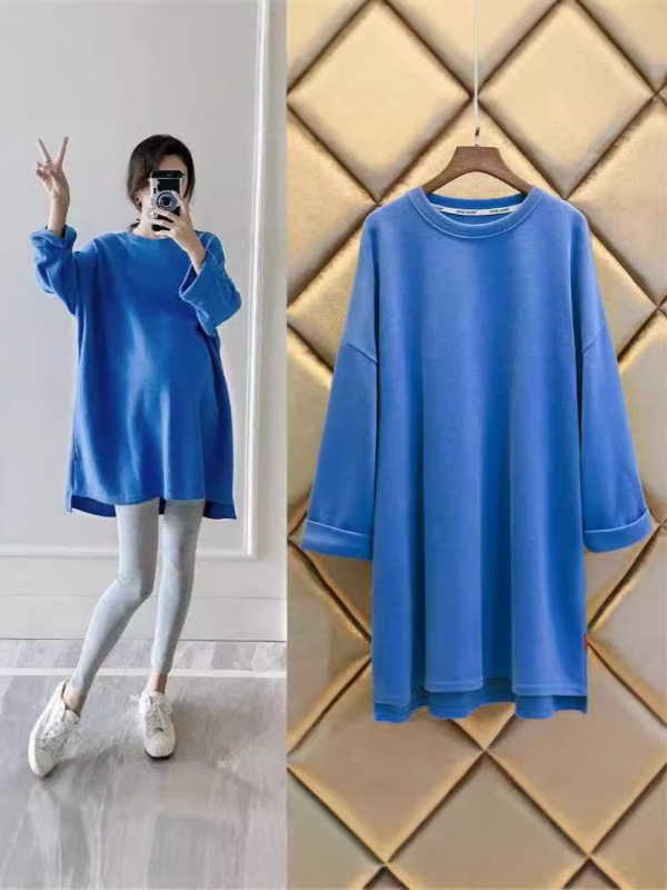 妊婦服春服秋の妊婦服の中の長いタイプの韓国風ファッションモデル春と秋のゆったりした大きいサイズの長袖の上着|undefined