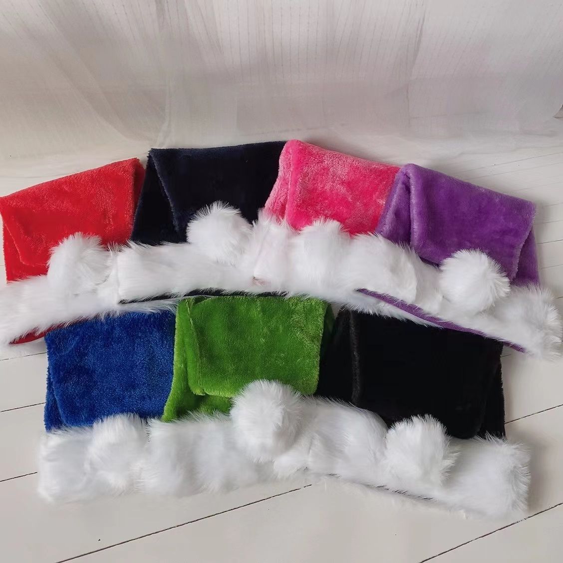 Transfronterizo 75cm alargado sombrero de peluche multicolor de Navidad adulto alargado sombrero de peluche multicolor decoración de Navidad opcional