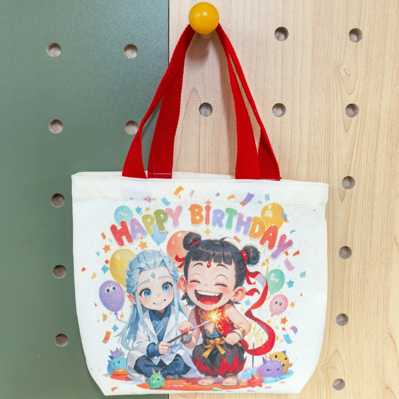 新学期入学祝い袋 哪吒柄 手提げギフトバッグ 幼稚園 誕生日 おやつ 記念品 キャンバスバッグ|undefined
