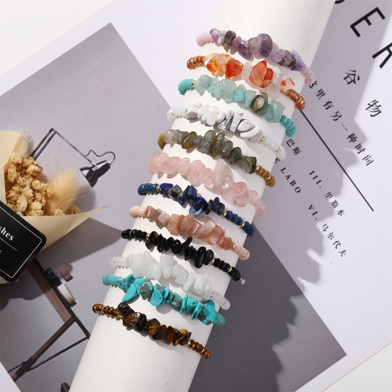 Casual Geometric Natural Stone Irregular Knitting Bracelets display picture 2