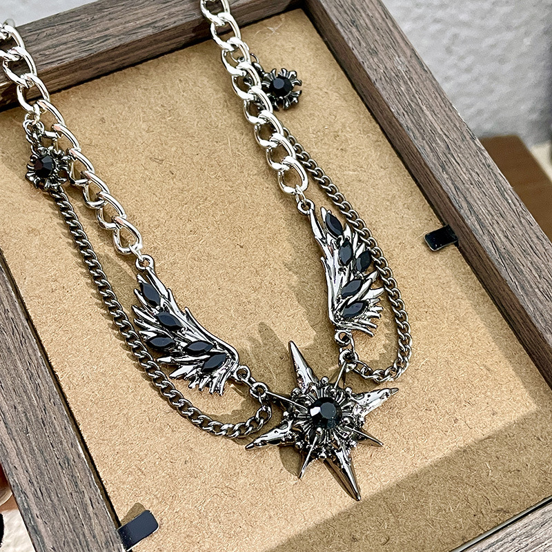 Alloy Chain Material Hip-Hop Retro Cool Style Geometric Star Artificial Crystal Alloy Choker Wholesale