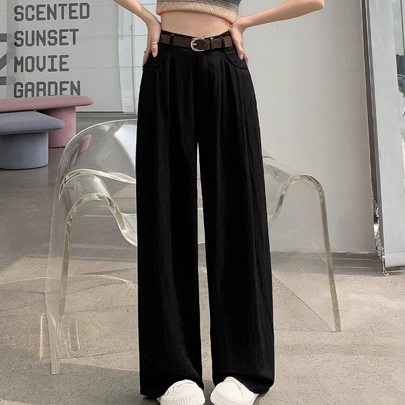Pantalones de piernas anchas de mujer primavera y otoño verano 2025 nuevos pantalones casuales de cintura alta y flauta relajada