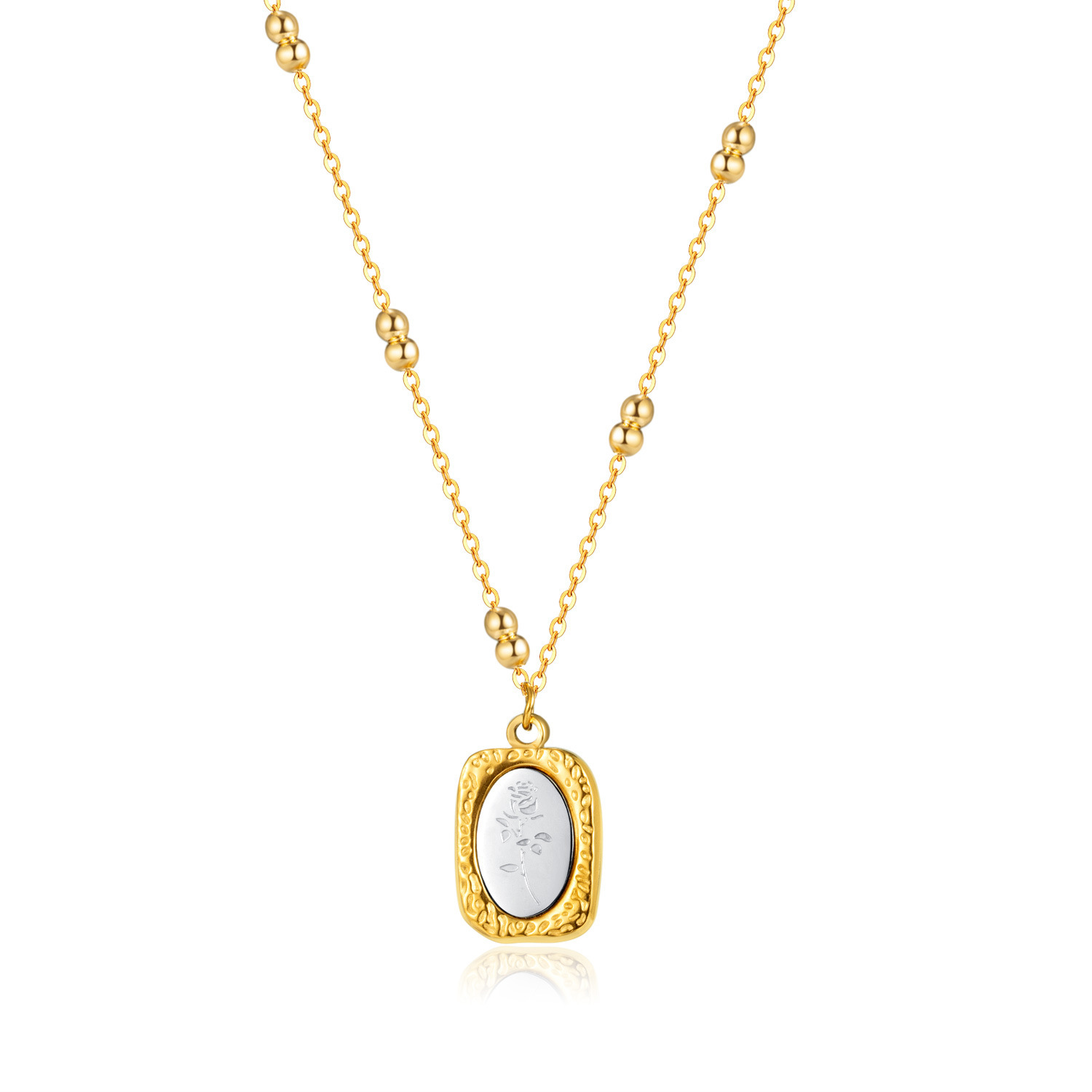 15g Weight 0.03µm-0.05µm Gold Plating Thickness PVD Coated Gold Plating Process Real Gold Plated Plating Material 304 Stainless Steel Pendant Material PVD Coated Real Gold Plated 18K Gold Rose 304 Stainless Steel Simple Style Commute Waterproof Non Tarnish 304 Stainless Steel Pendant Necklace