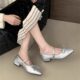 Korean Style Milk Shoes Small Square Toe Shallow Mouth Bow Mary Jane Shoes Women's Spring and Summer Soft Sole Single-layer Shoes with Chunky Heeled