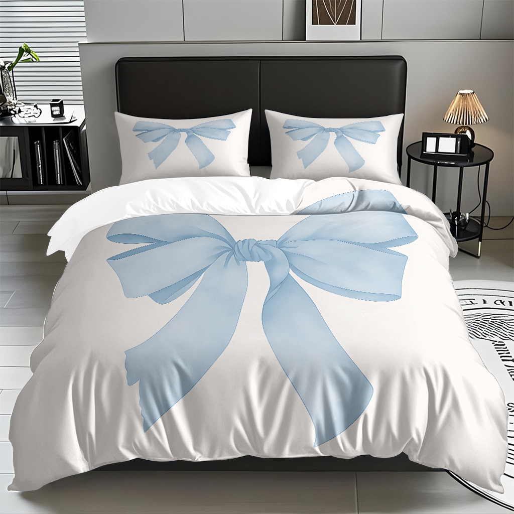 Ins Wind Pink Bow Digital Printed Colchón Set Pillow Cover Comercio electrónico transfronterizo preferido para adaptarse al modo JIT