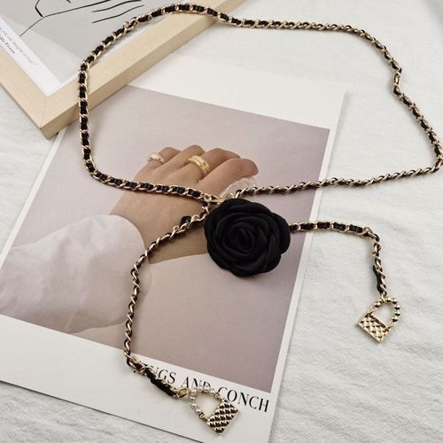 Designer-style waist chain accessory for women, flower chain belt decoration, matches dresses, blouses, pants, trendy, INS style