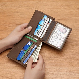 Мужской кошелёк из шорной кожи карбон RFID