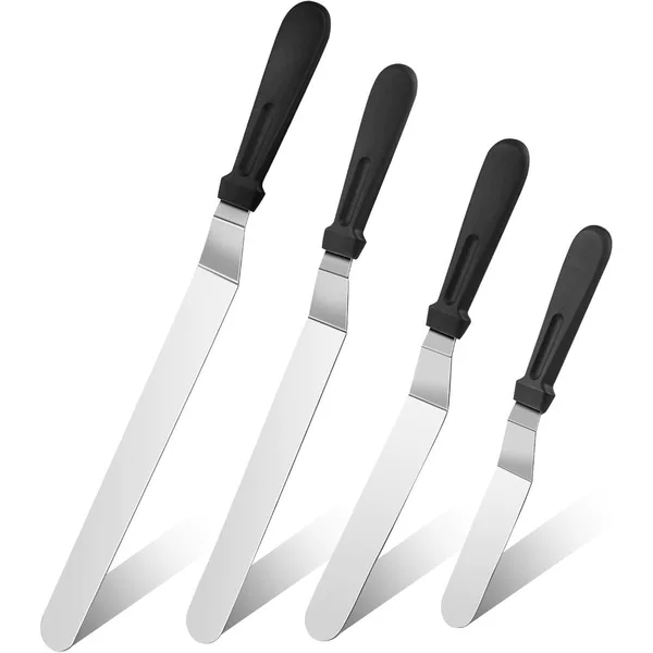 Baking gadgets stainless steel cake cream spatula 7MM 6/8/10 inch cake decorating crank scraper