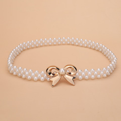 Women's Matching Skirt Set with Floral Waist Chain, Decorative Dress with High-End Pearl Waist Belt