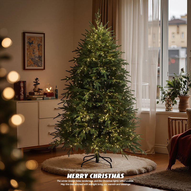 Transfronterizos nuevos árboles de Navidad decoración de Navidad cifrado simulación PE híbrido con lámpara automática árbol luminoso adornos a gran escala