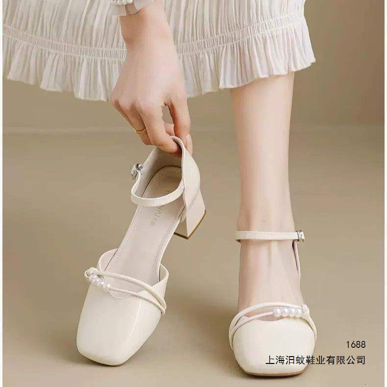 Women's Closed-Toe Sandals with Chunky Heels, 2026 Summer New Fairy-Style Mary Jane Pearl Shoes, High Heels