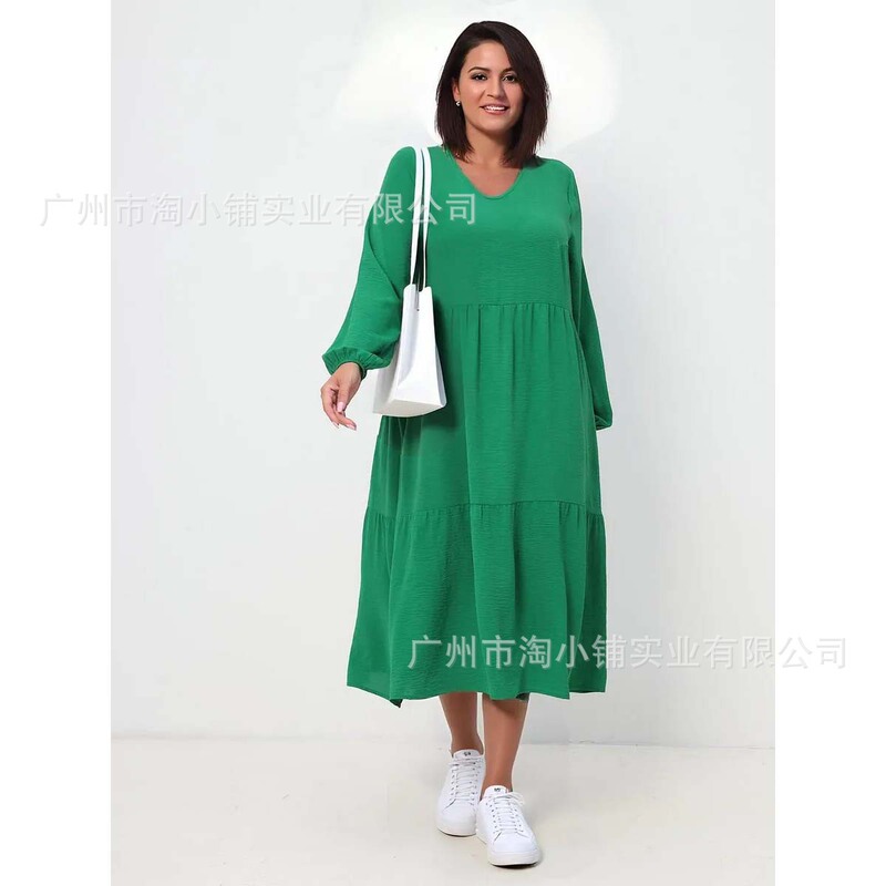 25 Women's Summer Casual Messi Dress Gorgeous Dress Long Skirt Loose Round Neck Long Pleated Dress