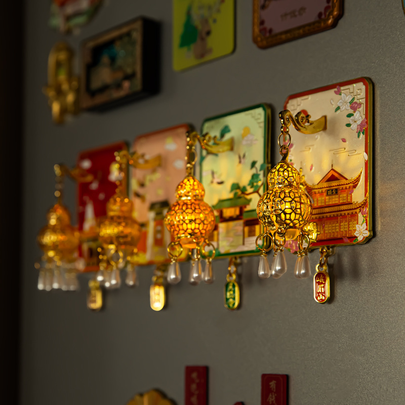 杭州灵隐寺普陀山夜灯冰箱贴文创发光金属夜光磁吸纪念工艺品批发|undefined