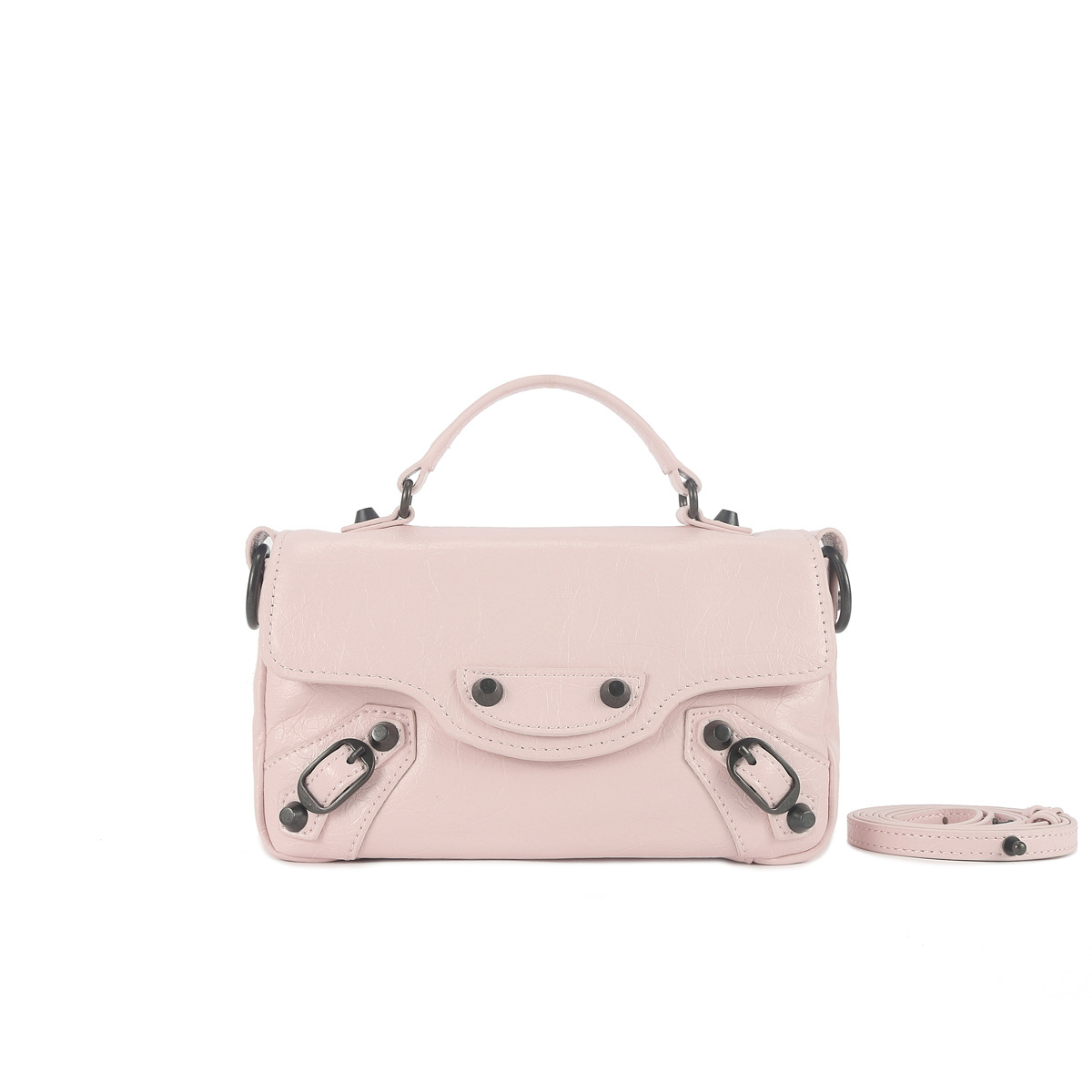 2026 Mini Motorcycle Bag For Women Oil Wax Leather Retro Studded Handbag Crossbody Small Square Bag Niche Designer Girl's Bag - Thumbnail 8