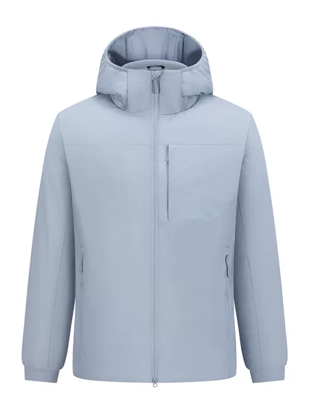 Outdoor lightweight hooded cotton jacket, simple solid color, windproof thin cotton coat, versatile and warm top for daily commuting