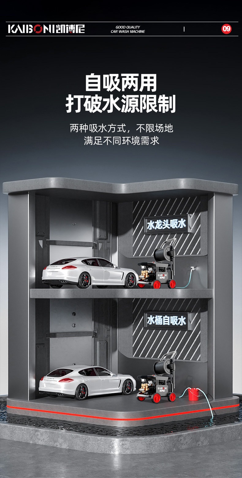Suitable for Kaino car wash machine, household 220V high-pressure water gun, high-power new model booster pump, portable and powerful