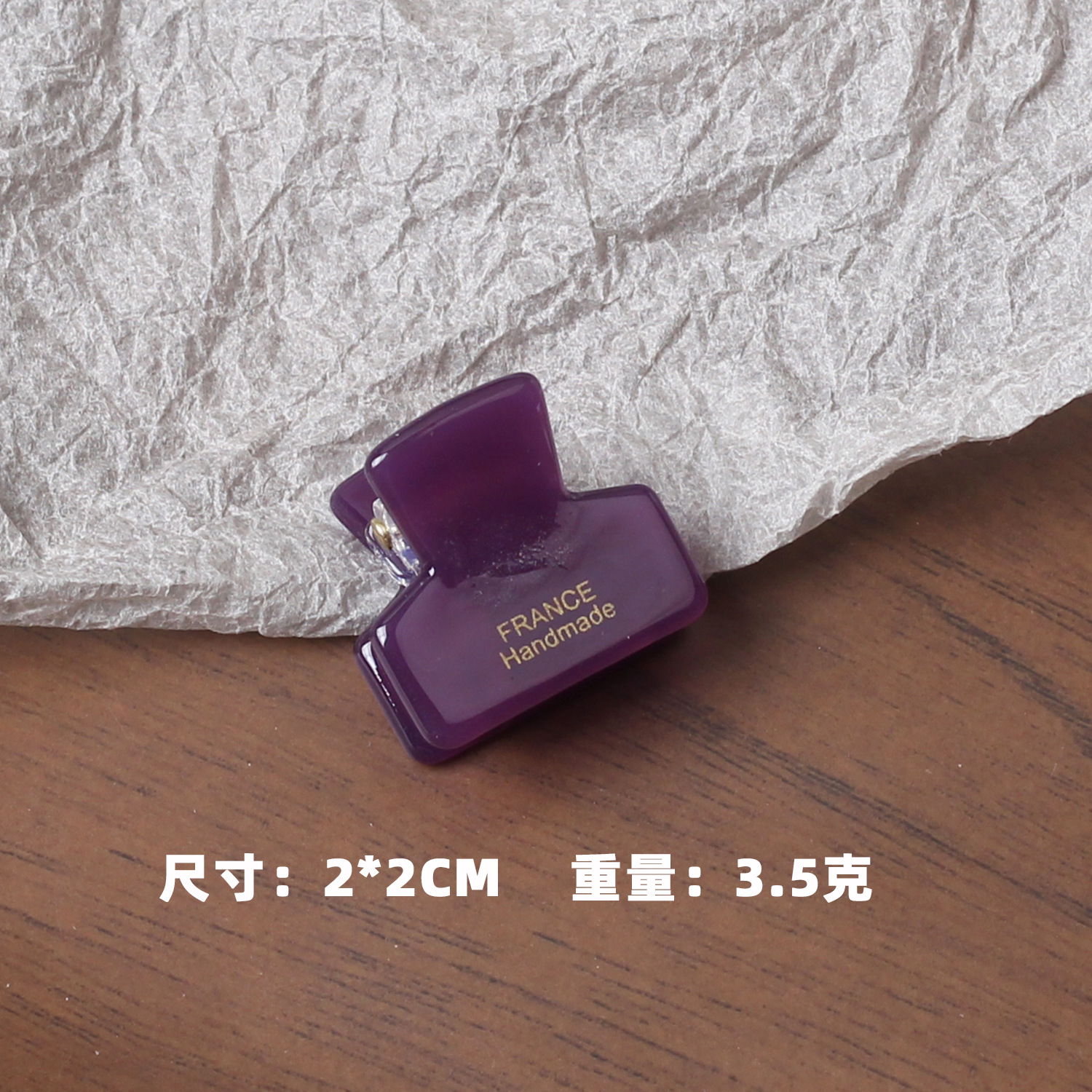 Pinza de pelo mini con etiqueta dorada coreana FRANCE 2024, color sólido efecto tortuga, para flequillo.