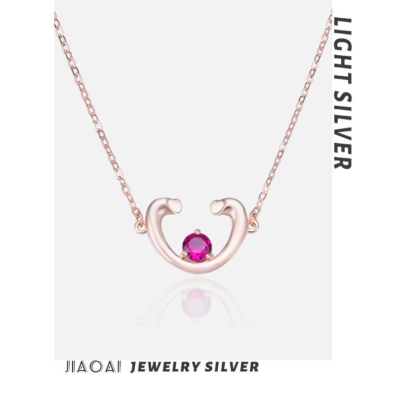 S925 plata esterlina simplista collar de amor femenino coreano de piedra creativa cadena de clavícula suministro al por mayor un agente