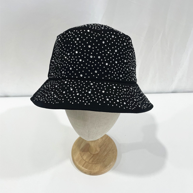 امرأة غير رسمي أنيق اللون الصامد حجر الراين طنف واسعة قبعة دلو display picture 13